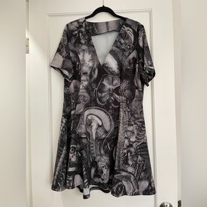 Blackmilk longline skater mini dress - brain pattern - size L